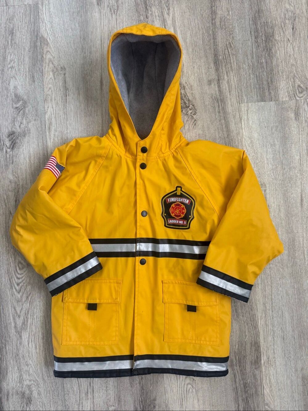 Western Chief 4T Firefighter Yellow Hooded Fleece Rain Jacket